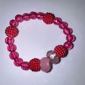 Vibrant Pink and Red Beaded Bracelet